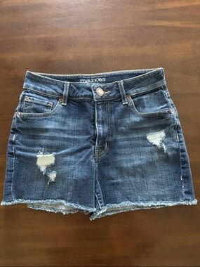 Women’s Maurices Dark Blue Distressed Denim Shorts Size 2 Summer Cotton